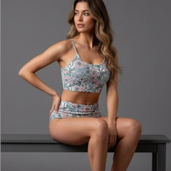 Boho Floral Print Round Neck Tankini Swimsuit Bathing Suit - Picture 3 of 7